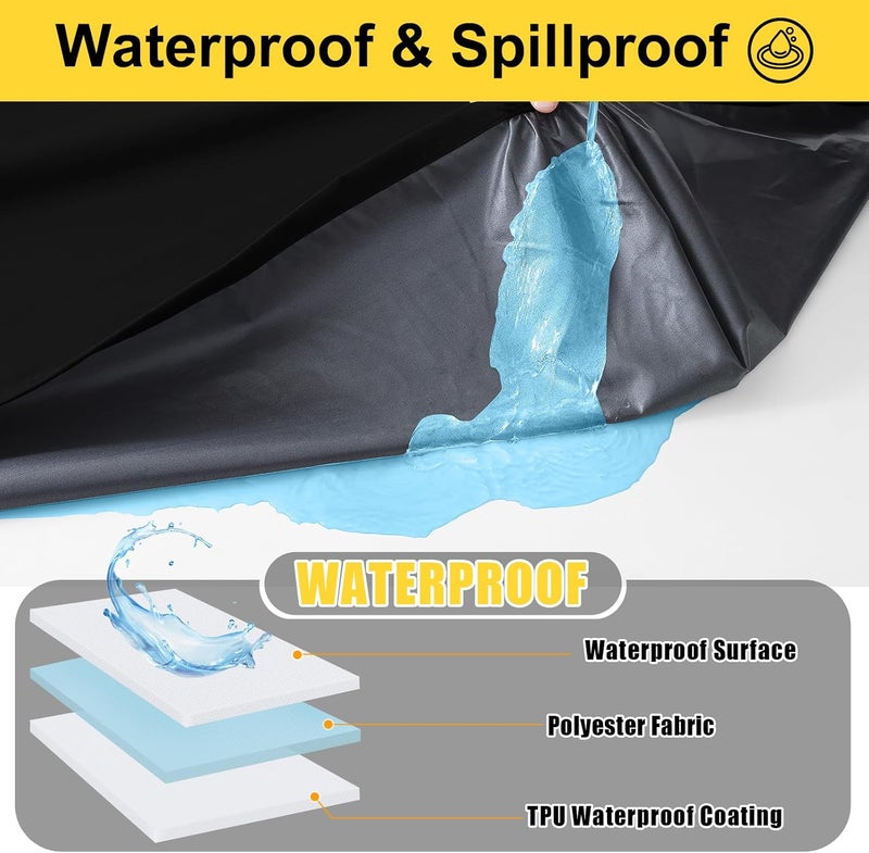 smiry Picnic Table Cover with Bench Covers, Waterproof Elastic Fitted Polyester Tablecloths for 8 Ft Rectangle Tables, Washable Windproof Tablecloth for Camping, RV & Outdoor (Black, 30x96 Inches) - Image 3